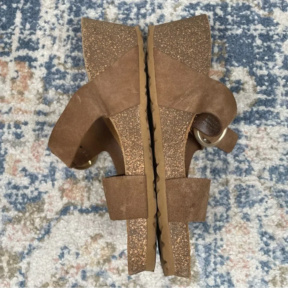 Yokono Nubuck Sandals Women’s Size 9.5 Tan Leather Upper Rubber Sole